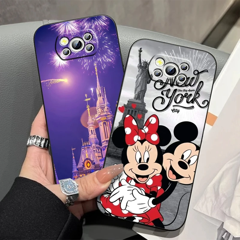 Disney Mickey Minnie Love For Xiaomi Mi Poco F5 F4 F3 X6 X5 X4 X3 M6 M5 M5S M4 M3 C65 Pro GT NFC 5G Black Cover Phone Case