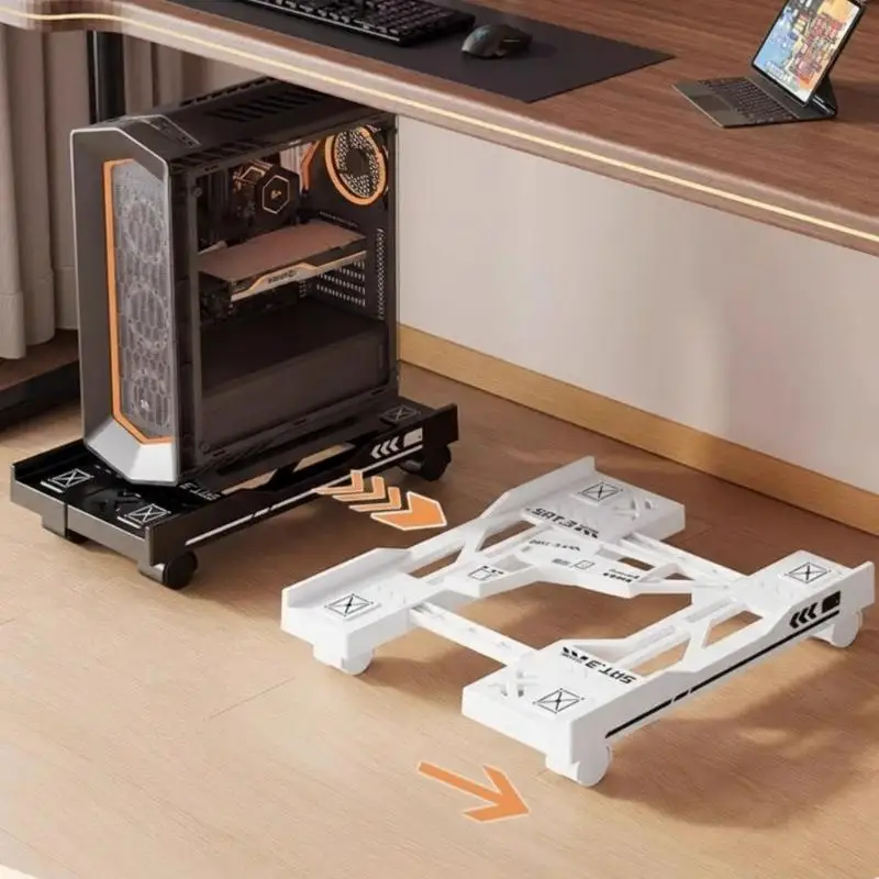 Adjustable Computer Tower Stand Mobile PC Holder Rolling CPU Cart With Wheels Under Desk Storage Rack For Office Gaming