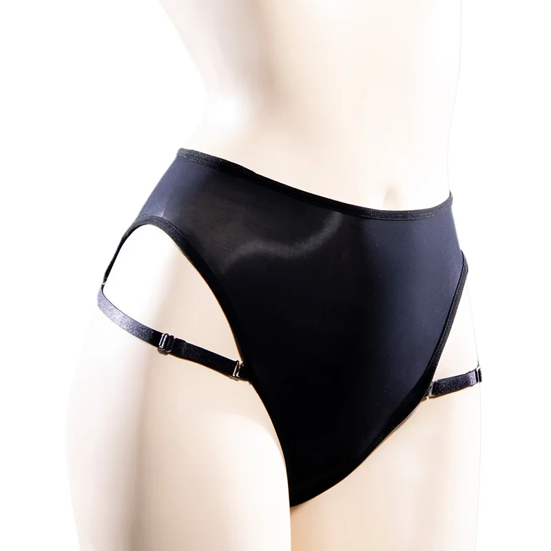 

Sexy Women's Briefs Oil Shiny Glossy Panties Thin Transparent Seamless Underwear High Elastic Adjustable Chain Straps Underpants