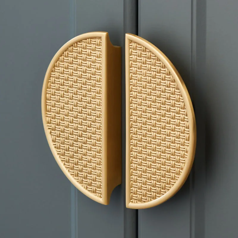 50mm/110mm /145mm Round Textured Brass Wardrobe Handle Cabinet Knobs Drawer Pull Handles Furniture Dresser Door Hardware