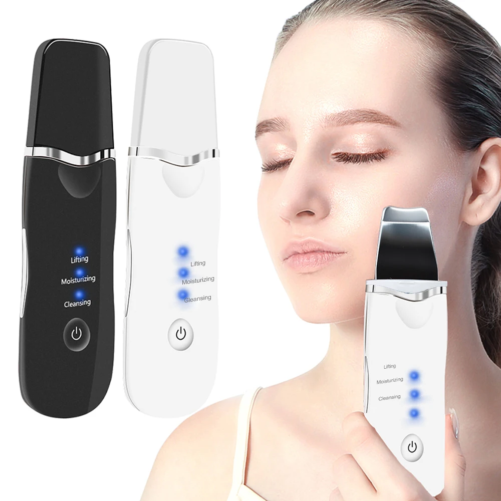 Vibração elétrica ultra sônica rosto espátula ferramenta rosto purificador da pele removedor de cravo facial poros limpador face lifting limpeza profunda