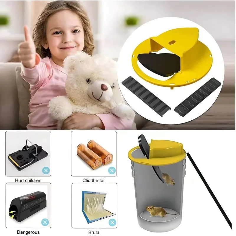 

Pest Control mouse cage Intelligent Mouse Trap Automatic Reset Bucket For Traps Mice Rat Traps With Flipping Sliding Lid Safe