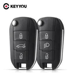 KEYYOU Remote Car key Flip HU83 VA2 For Peugeot 508 208 2008 308 3008 5008 Citroen C3 C4 C4L Elysee 3 Buttons Car Key Shell