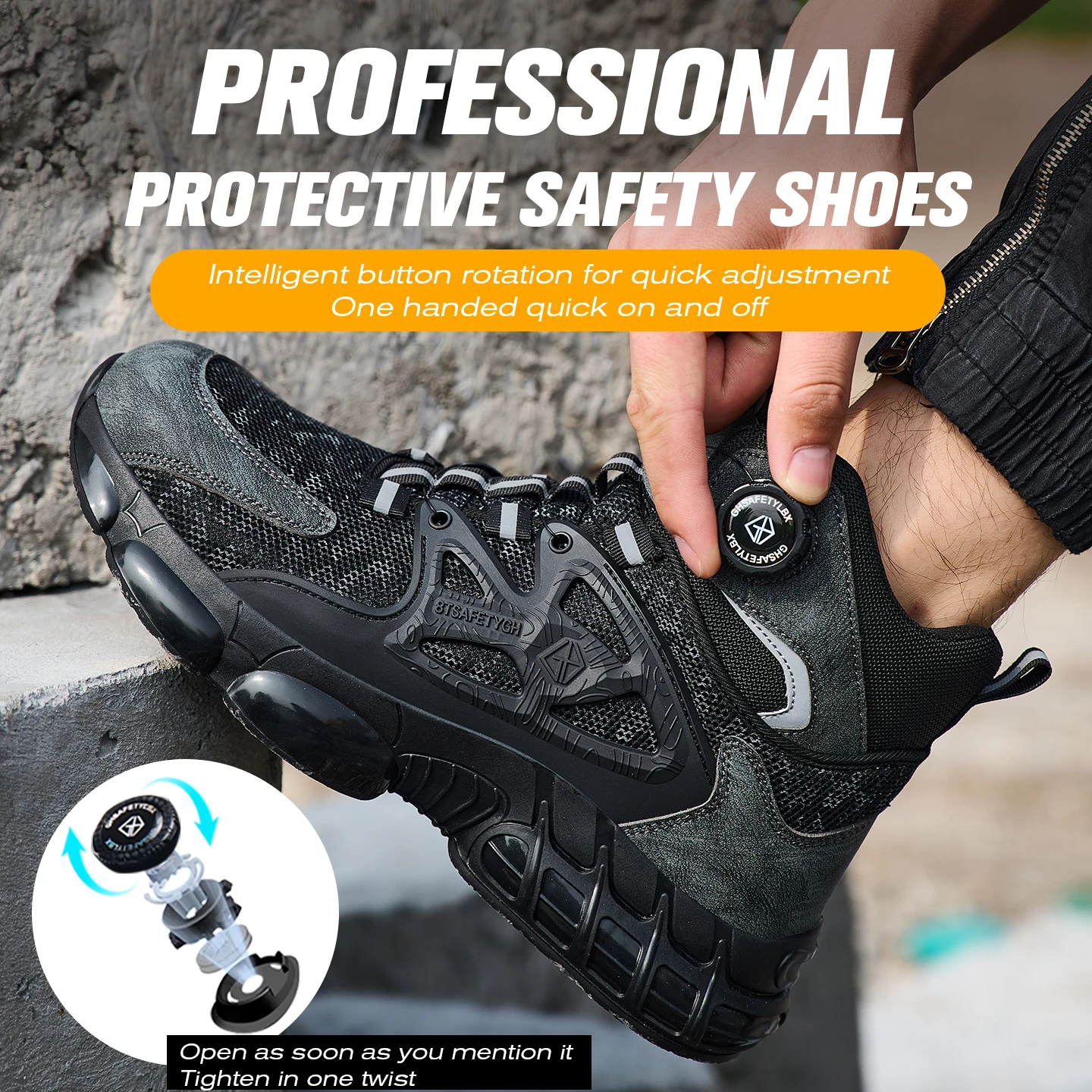 Herren Stahlkappe Schutz Sicherheitsstiefel Rutschfeste Abriebfeste Anti-Pannen-Arbeitsschuhe Männer Anti-Pannen-Schuhe