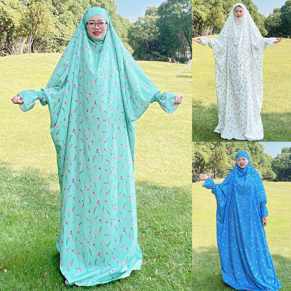 

Prayer Dress Women Ramadan Islamic Clothing Formal Print Muslim Garment Hooded Dubai Turkey Namaz Long Jurken Abaya Hijab Gown