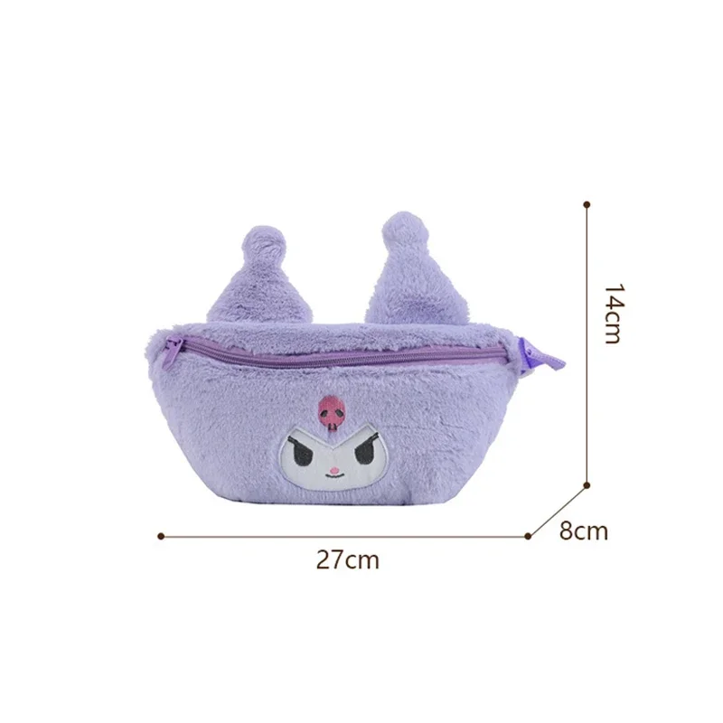 Sanrioed Anime Kuromi My Melody Cinnamoroll Pom Pom Purin Plush Chest Bag Cute Cartoon Coin purse Sidecar bag Gift for Friend