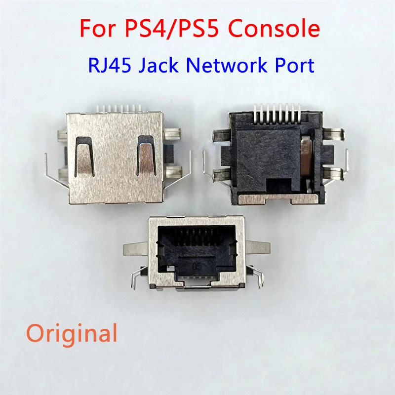 Interfaz de red RJ45 Original para consola PS5, conector de toma de red con cable de 8 pines, puerto trasero para pieza de repuesto de Host PS4, 5 uds.