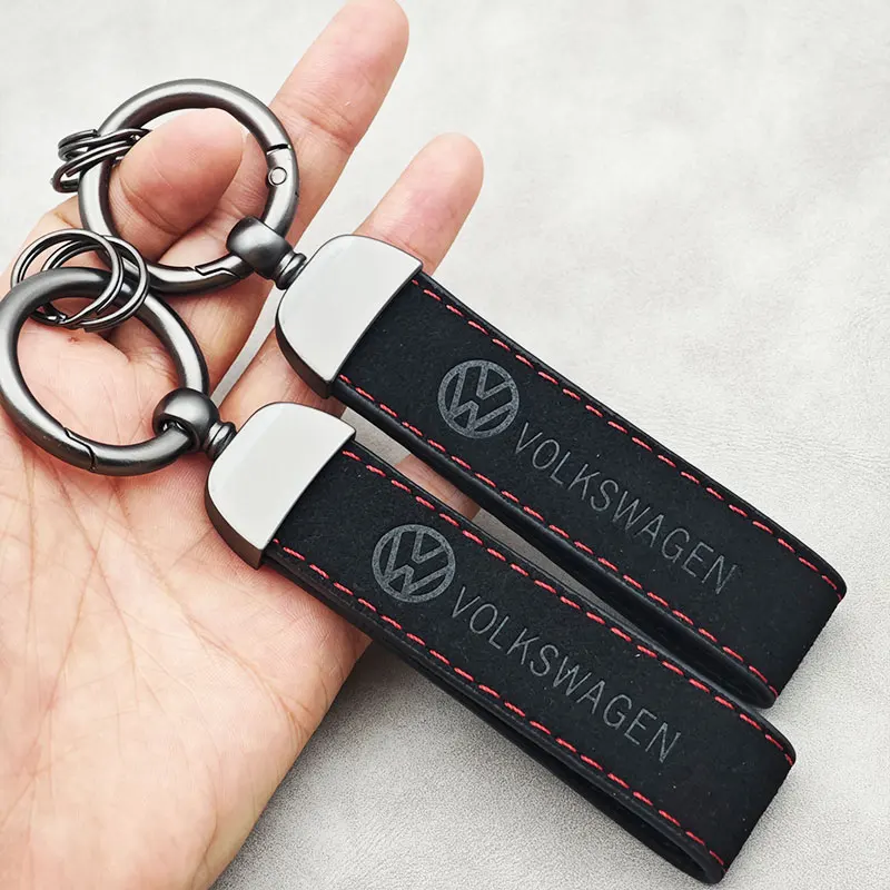 Black Suede Leather VW Key Rings Car Keychain For VW Volkswagen Golf Tiguan Jetta GTI Passat Polo Touran Arteon MK7 Accessories