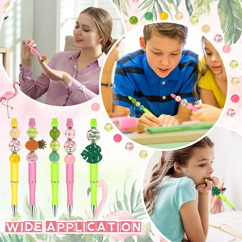 ปากกาลูกปัด60ชิ้นปากกาลูกปัดปากกาทำมือหลากสีปากกาลูกลื่นหมึกสีดำสำหรับผู้หญิงเด็กนักเรียนออฟฟิศ