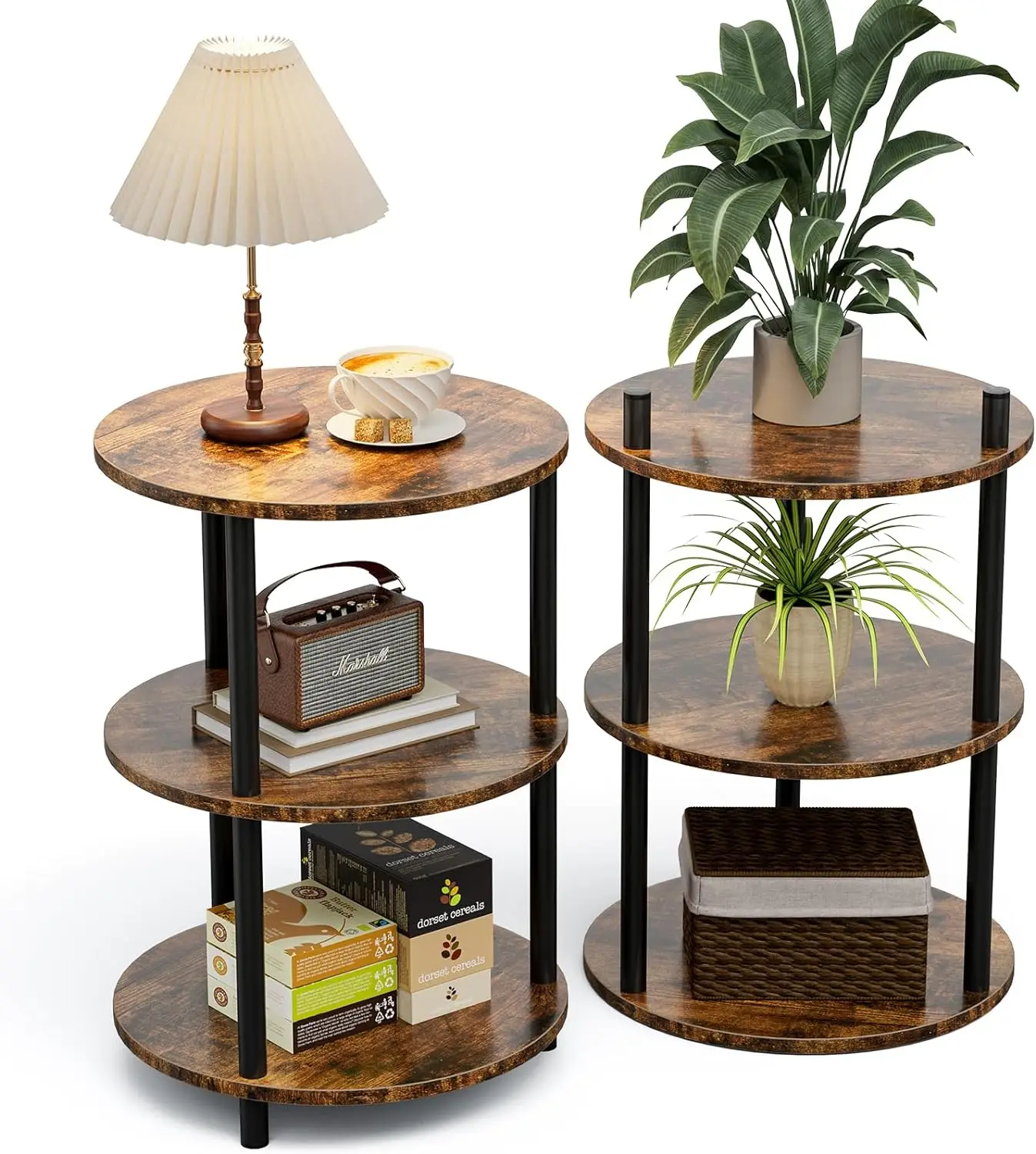 

Round Side Tables Living Room - Small Accent Table with Round Top for Stylish Bedside or End Table Use in Small Spaces