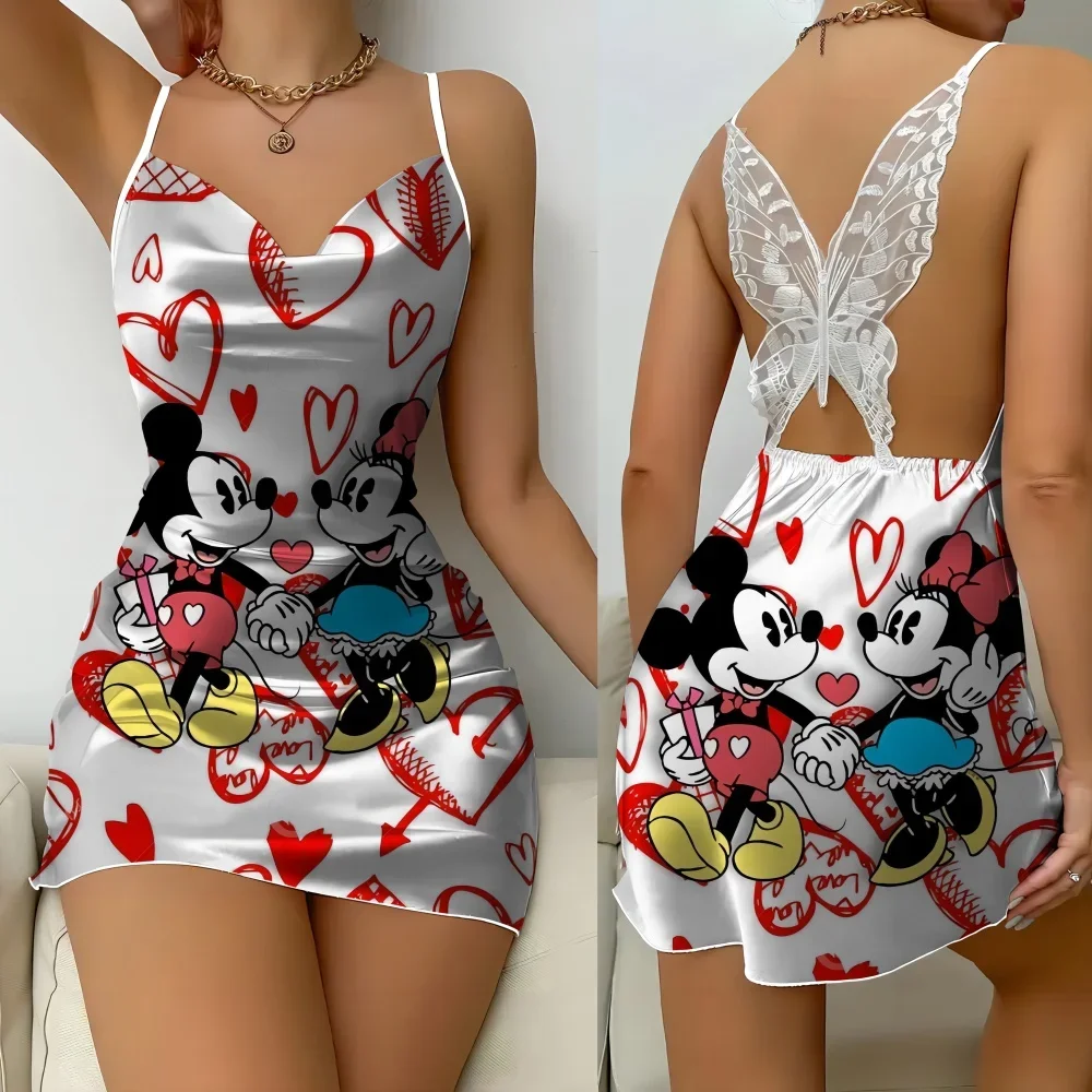 New Cartoon Pattern Summer Women's Pajama Fashion Sleevesless Female Home Dress Sexy Slip Sleeping Skirt for Women Free Delivery