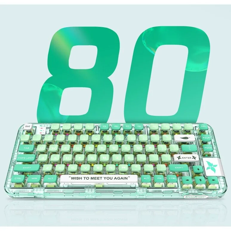 CoolKiller-Clavier mécanique sans fil avec joint Knight Peach, boîtier translucide, échangeable à chaud, Bluetooth, CK75, vert menthe, noir, 2.4g