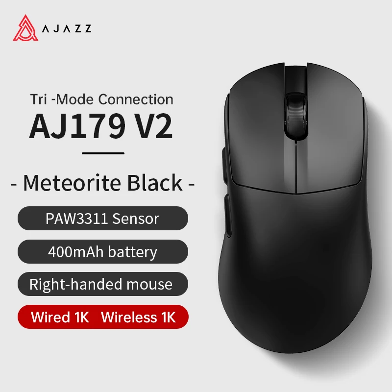 AJAZZ AJ179 PRO PAW3395 軽量有線ワイヤレスマウス、磁気充電ベース