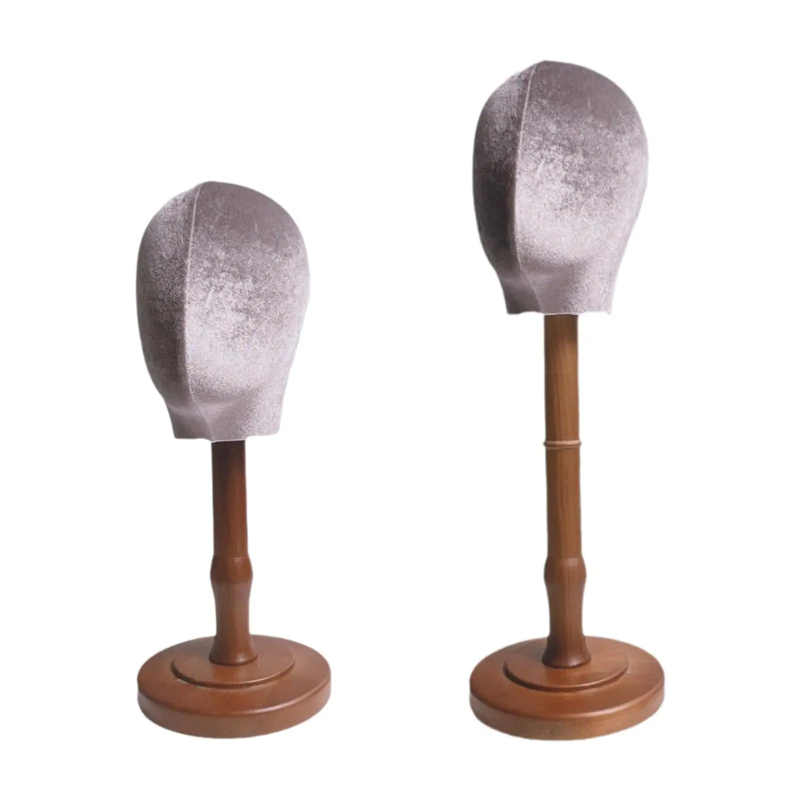 Wig Holder Mannequin Head, Hat Display Stand with Wood Base, Sturdy Hat Rack for Headset Home Shopping Mall Store