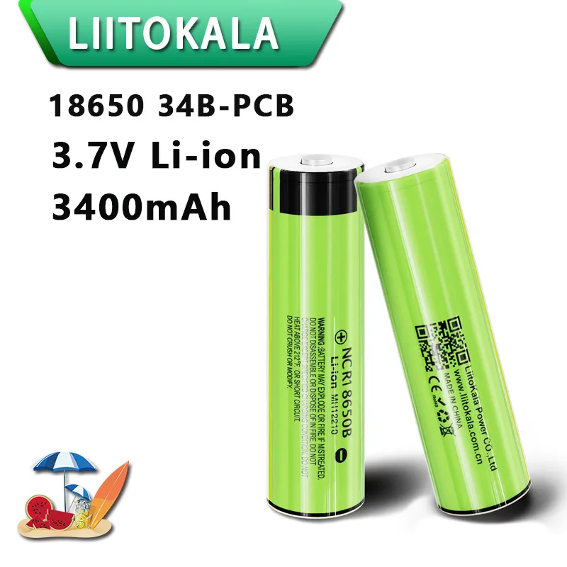 LiitoKala 34B-PCB NCR18650B 3.7v 18650 3500mah Lithium Rechargeable Battery Flashlight batteries
