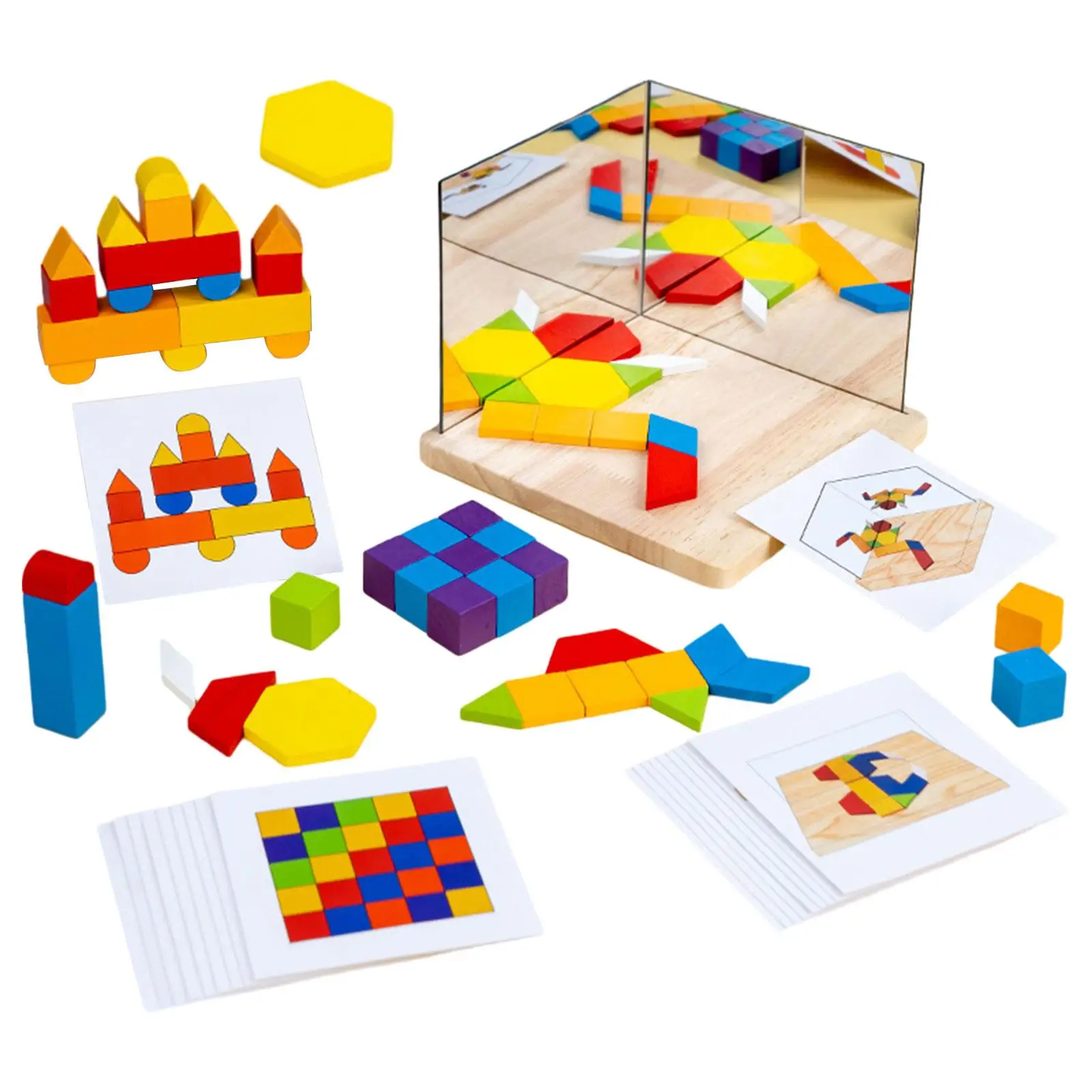 Mirror Imaging Thinking Puzzle Wooden Building Blocks for Age 4 5 6