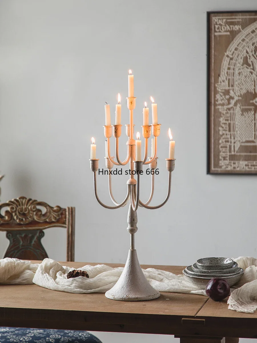 Wrought iron retro old candlestick candle living room studio ornament