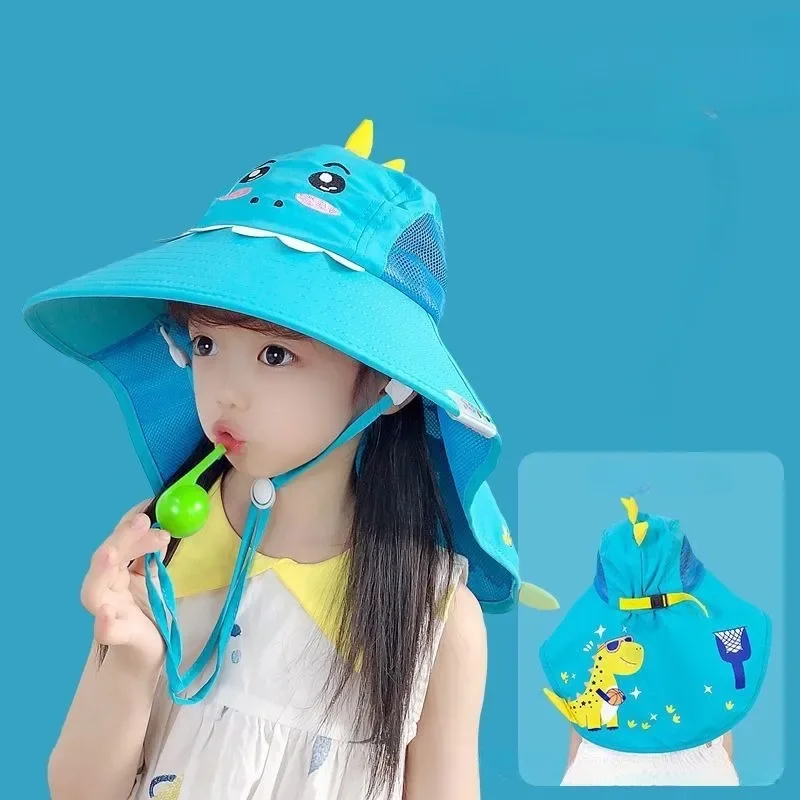 Cartoon Summer Hat for Kids Foldable Sun Hat Boys Girls Wide Brim Casual Travel Beach Sunscreen UV Protection Cap