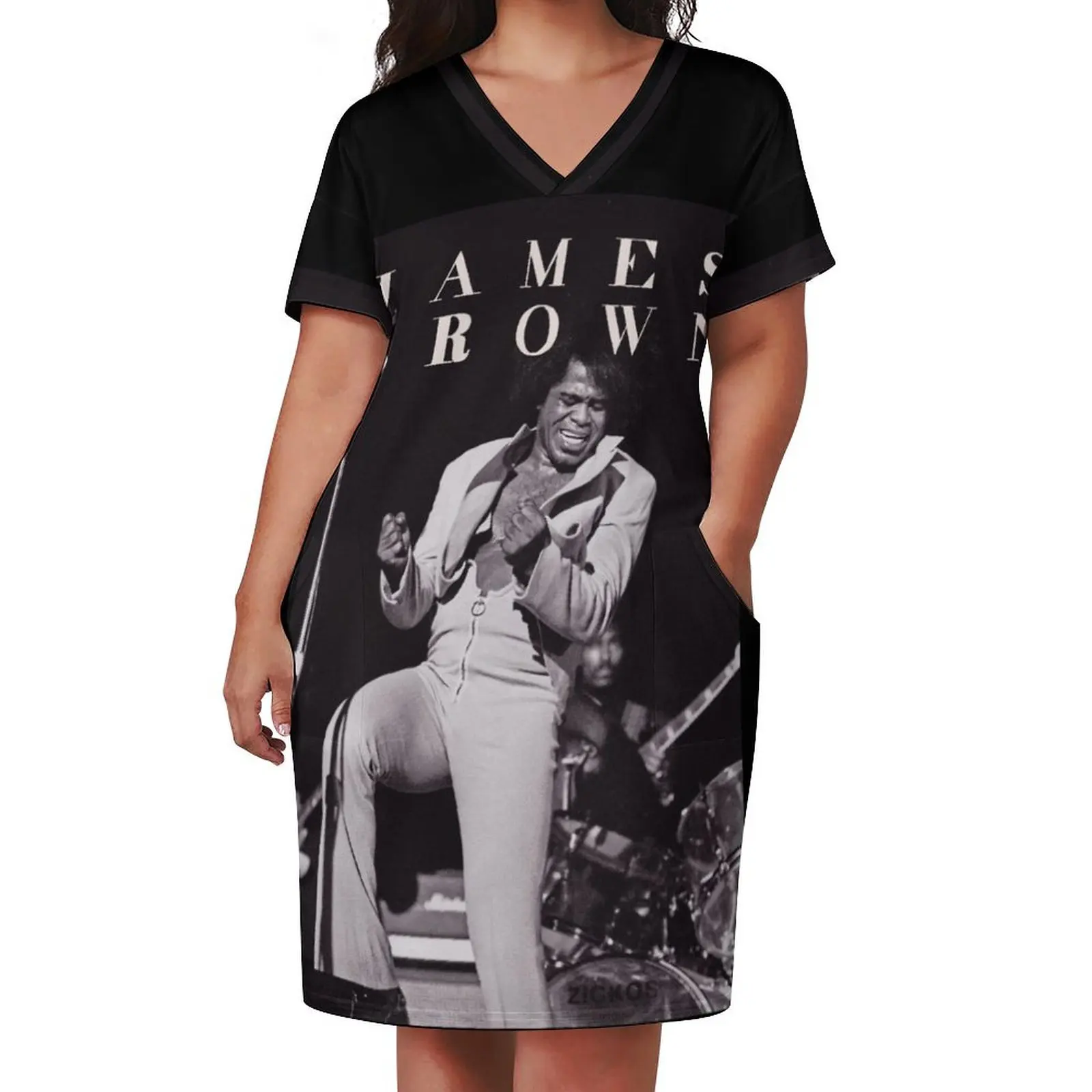 James Brown//1 Loose Pocket Dress elegant and pretty women