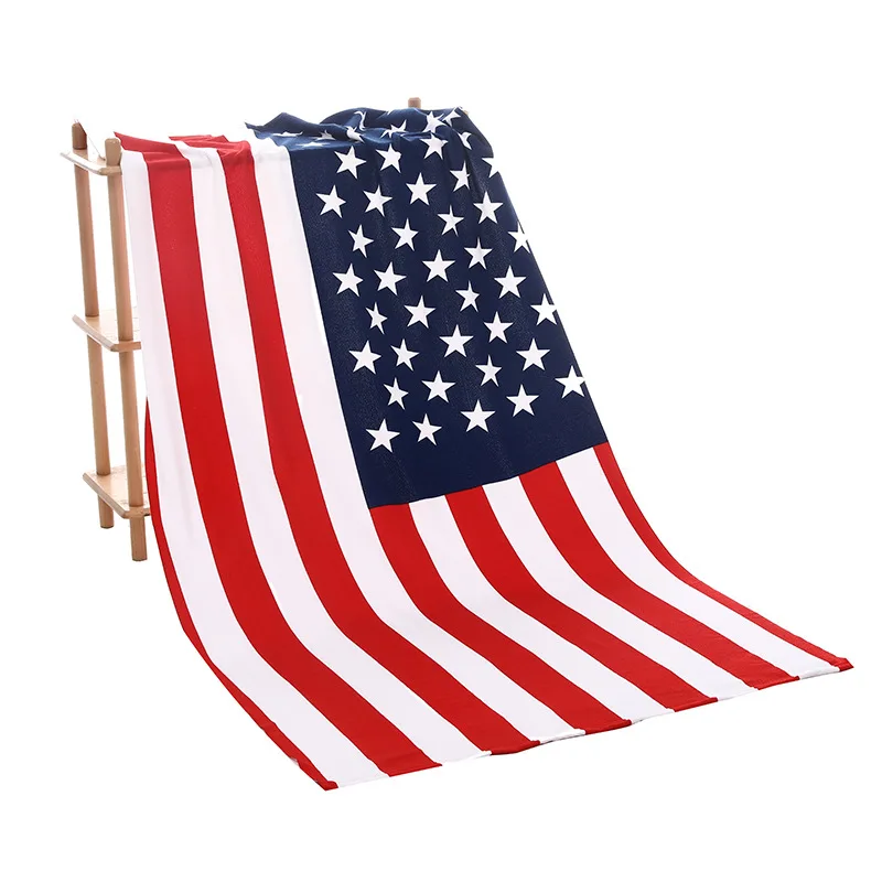 Summer Beach Towel 90*180cm USA Flag Microfiber Wearable Printed Star Stripe Water Absorbent Swimwear Shower Big Size Bathroom