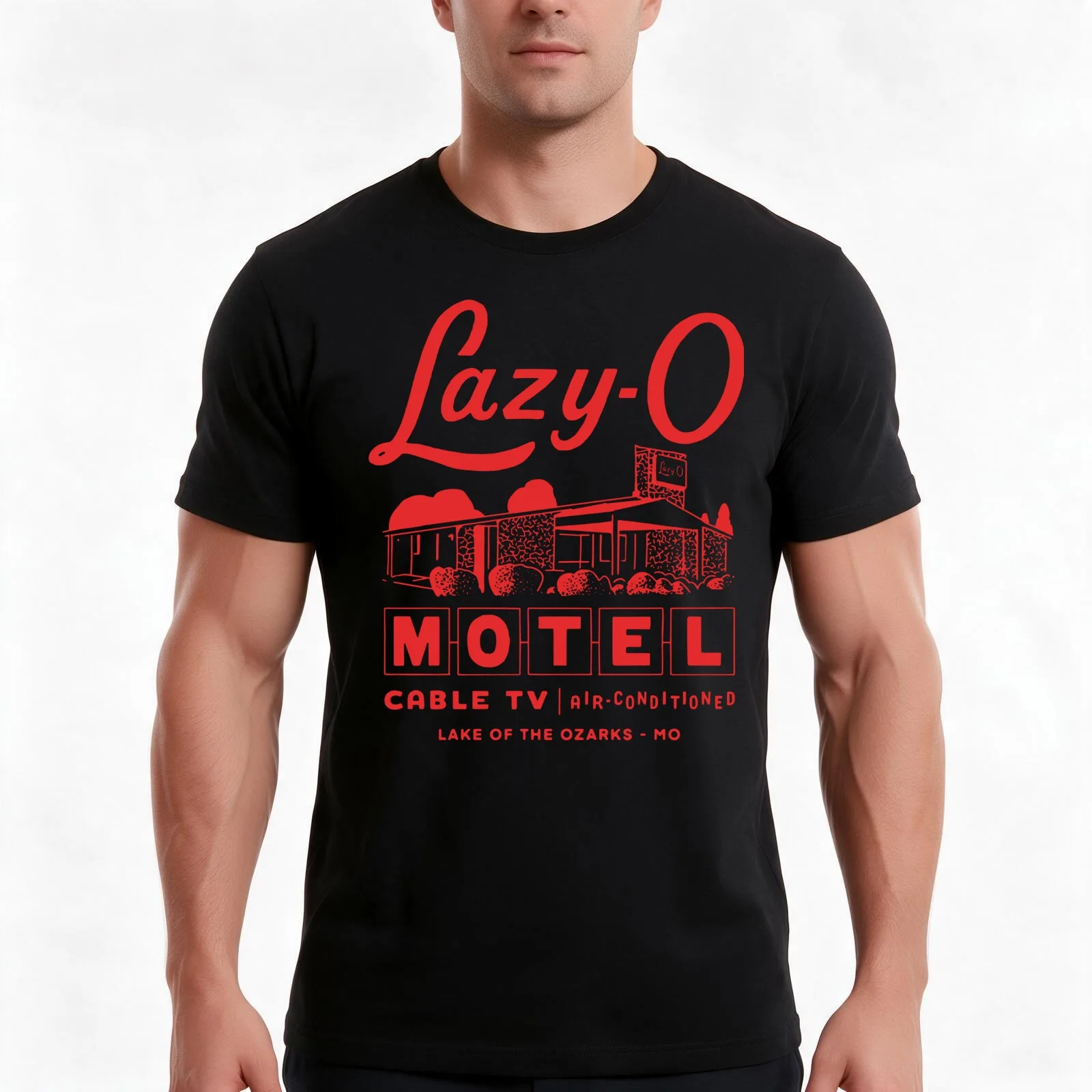 Ozark Lazy-O Motel Missouri T-Shirt Summer Casual Cotton Tee Oversized Streetwear Tops Vintage Graphic Print 100% Cotton