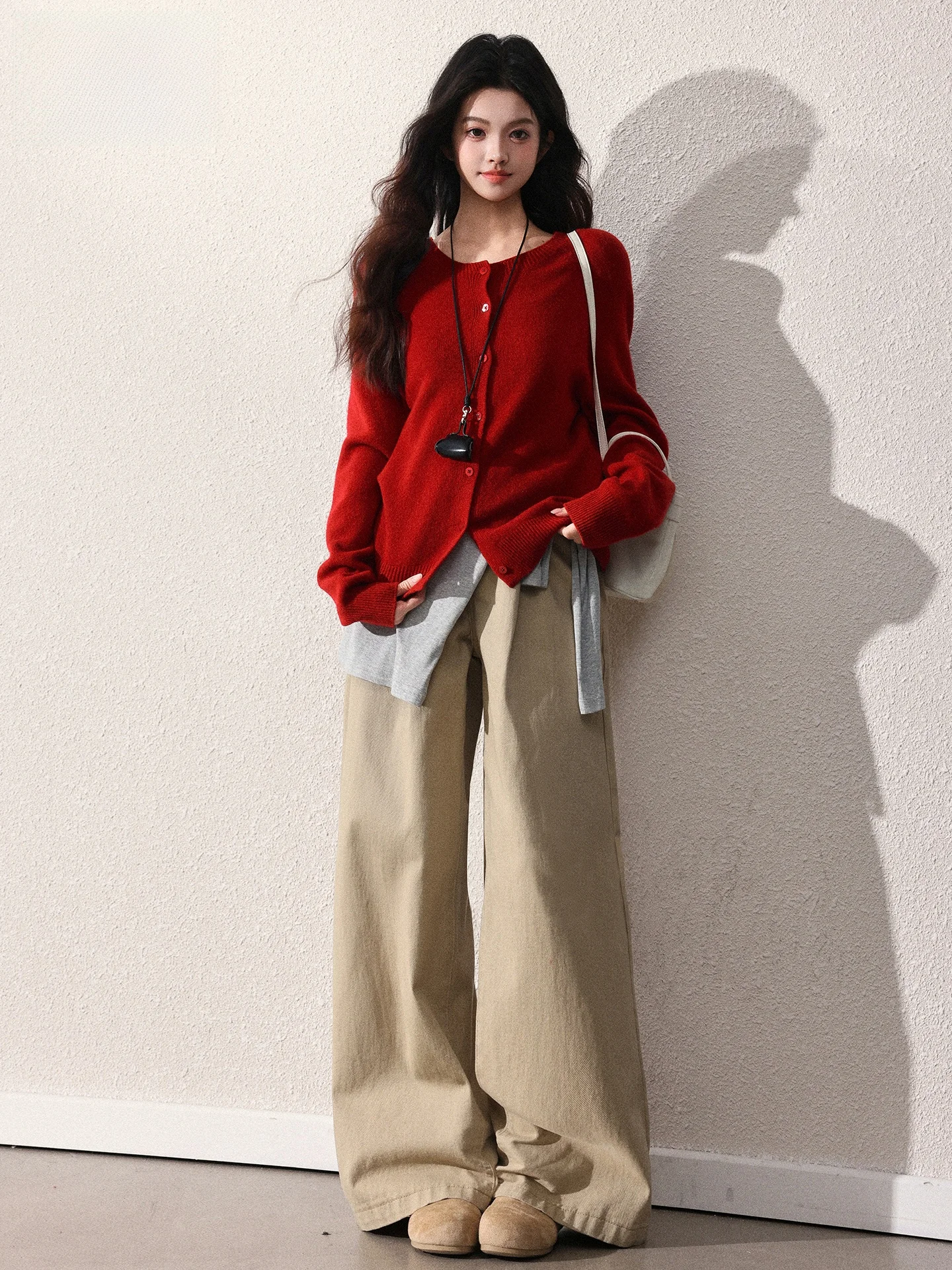 

American Style High Waist Loose Fit Women's Khaki Denim Jeans Summer New Arrival Wide Leg Pants Tummy Control Pleated