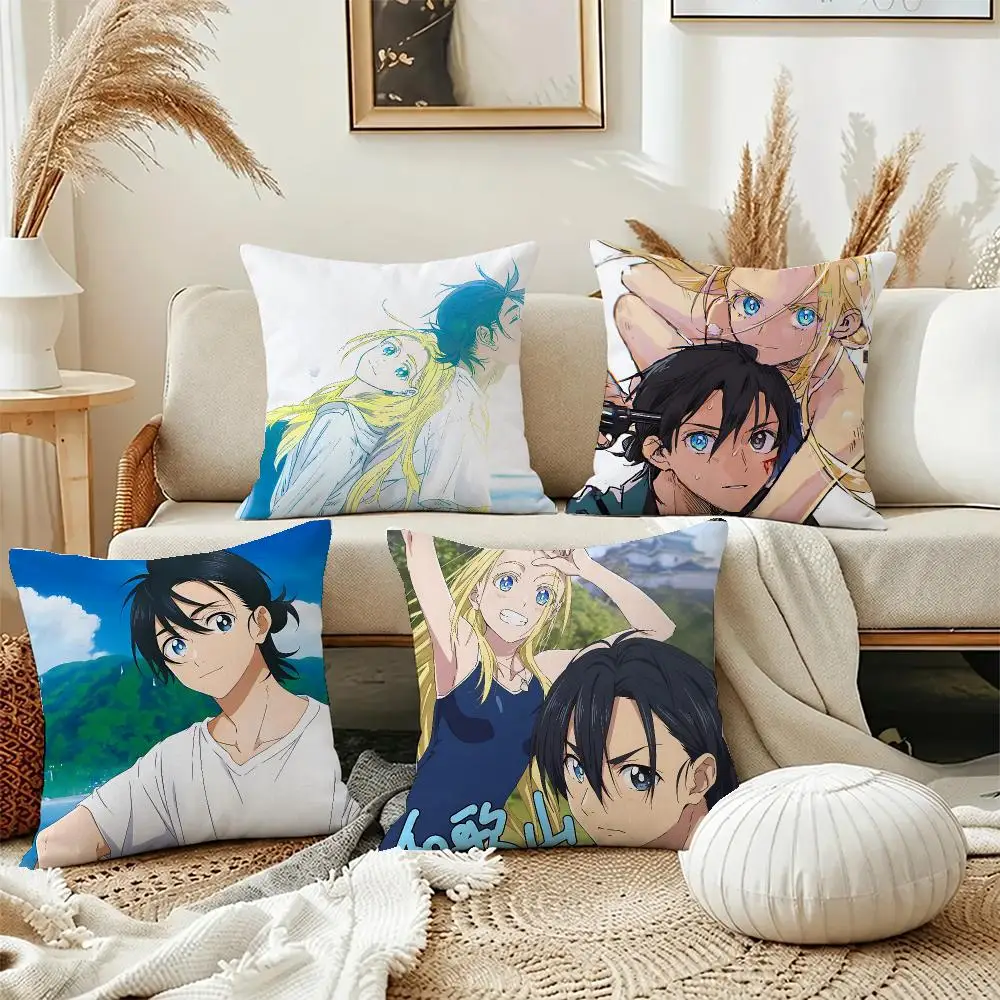 Hot Anime Summer Time Rendering Cushion Cover Short Plush Pillowcase, Washable Wrinkle Resistant Cover for Bedroom Gift