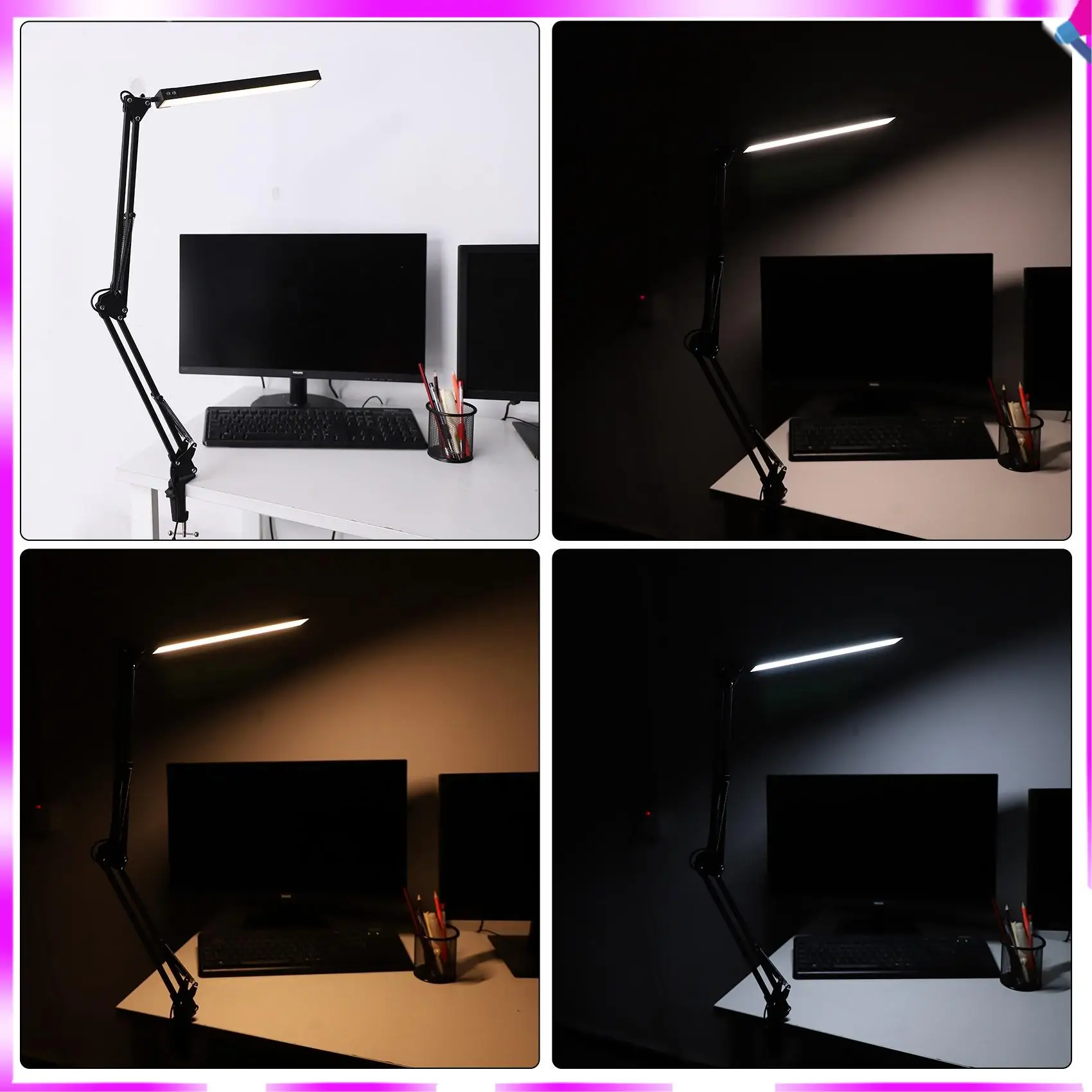 N96R LED Desk Lamp With Clamp,Adjustable Swing Arm Desk Lamp,Modern Architect Table Lamp For Study/Reading/Office/Work(Black)