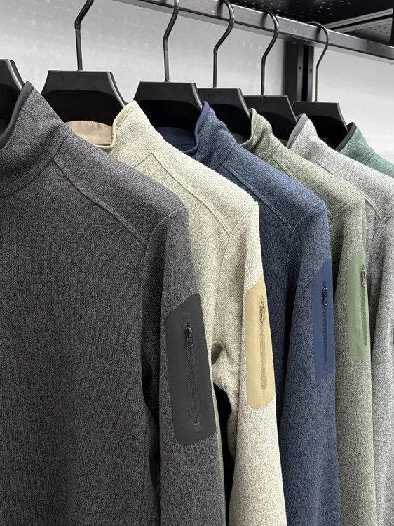 

Мужская деловая повседневная модная толстовка с капюшоном на молнии, длинный све, воротник-стойка, основа, трикотажное волокно из полиэфирного волокна, осень-зима...