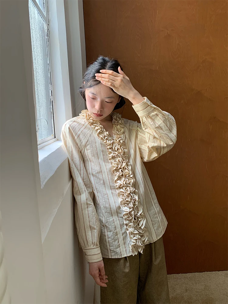 

Новая модель Dorydory Stripe: хлопковая рубашка в китайском стиле с деревянными элементами, 100% хлопок, для ранней осени и весны