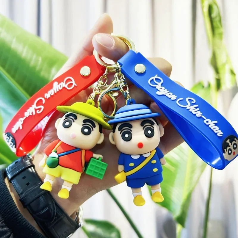 Bandai Crayon Shin-chan Cross-dressing Keychain Cute Cartoon PVC Doll Bag Pendant Pendant Key Chain Kawaii Gift