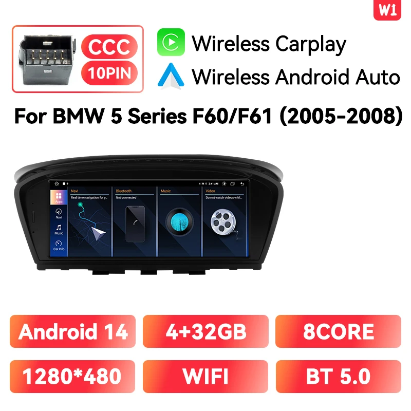 XONRICH Draadloze CarPlay Andorid 14 Autoradio Voor BMW 5 Serie E60 E61 E63 E64 E90 E91 E92 CCC CIC Multimedia GPS 4G Wifi Navi