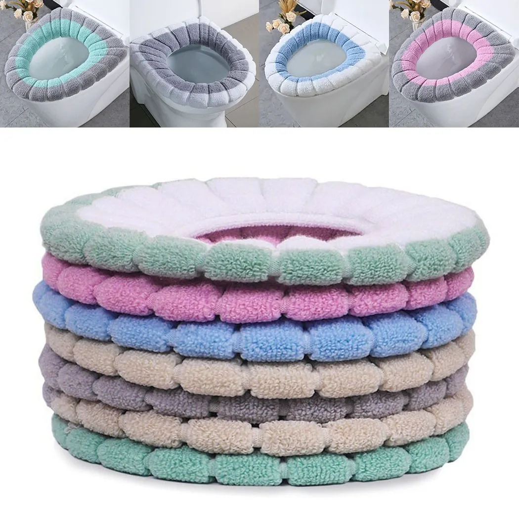 Warmer Toilet Seat Cover Mat Universal Bathroom Toilet Seat Cover Universal Toilet Pad Washable Closestool Warmer Accessories