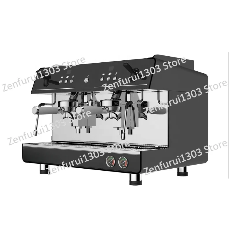 Commercial Cafe Black Italian Double Group Coffee Machine 2 Heads Semi Automatic Espresso