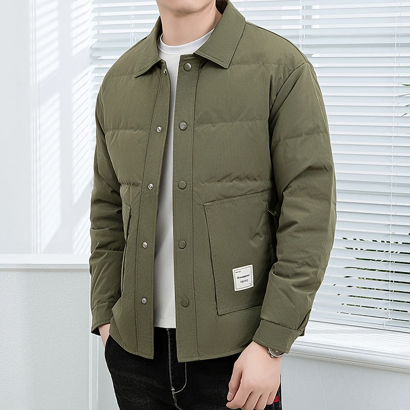 New Arrival Men\'s Casual Duck Down Jackets 2026 Autumn Winter Single Breasted Puffer Coats Street Windproof Warm Padded Clothing