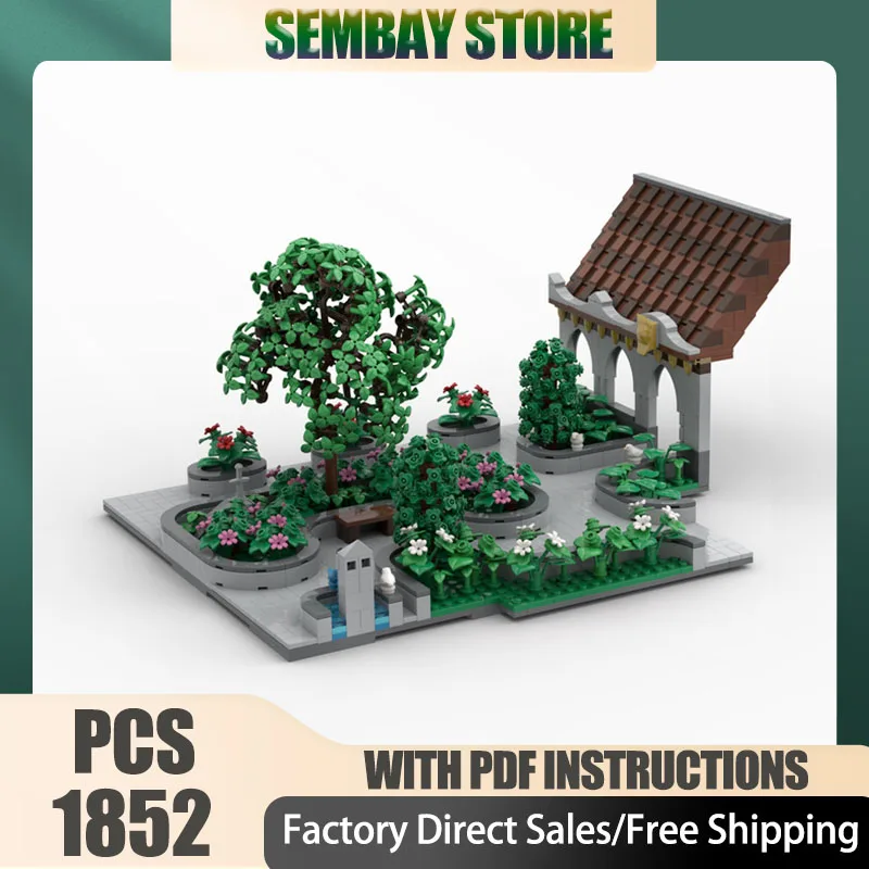 Moc Bouwstenen Modulair H20 Paleis Binnenplaats Met Park En Fontein Technologie Blokken Kerst DIY Speelgoed Bouwgeschenken
