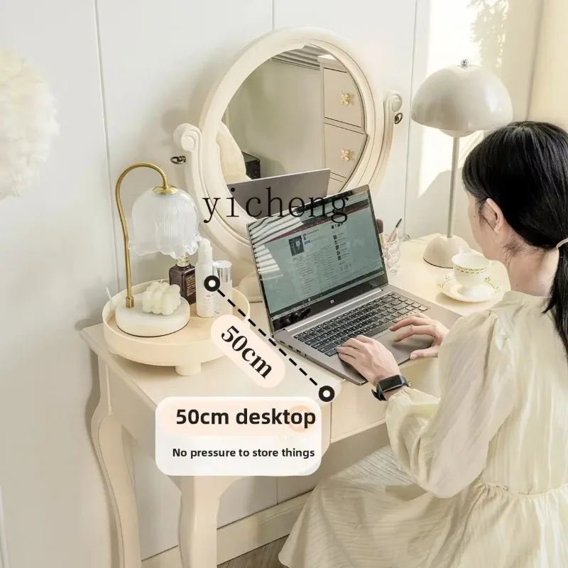 e1-cream wind dressing table bedroom dressing table 1 meter small apartment with mirror makeup table original furniture