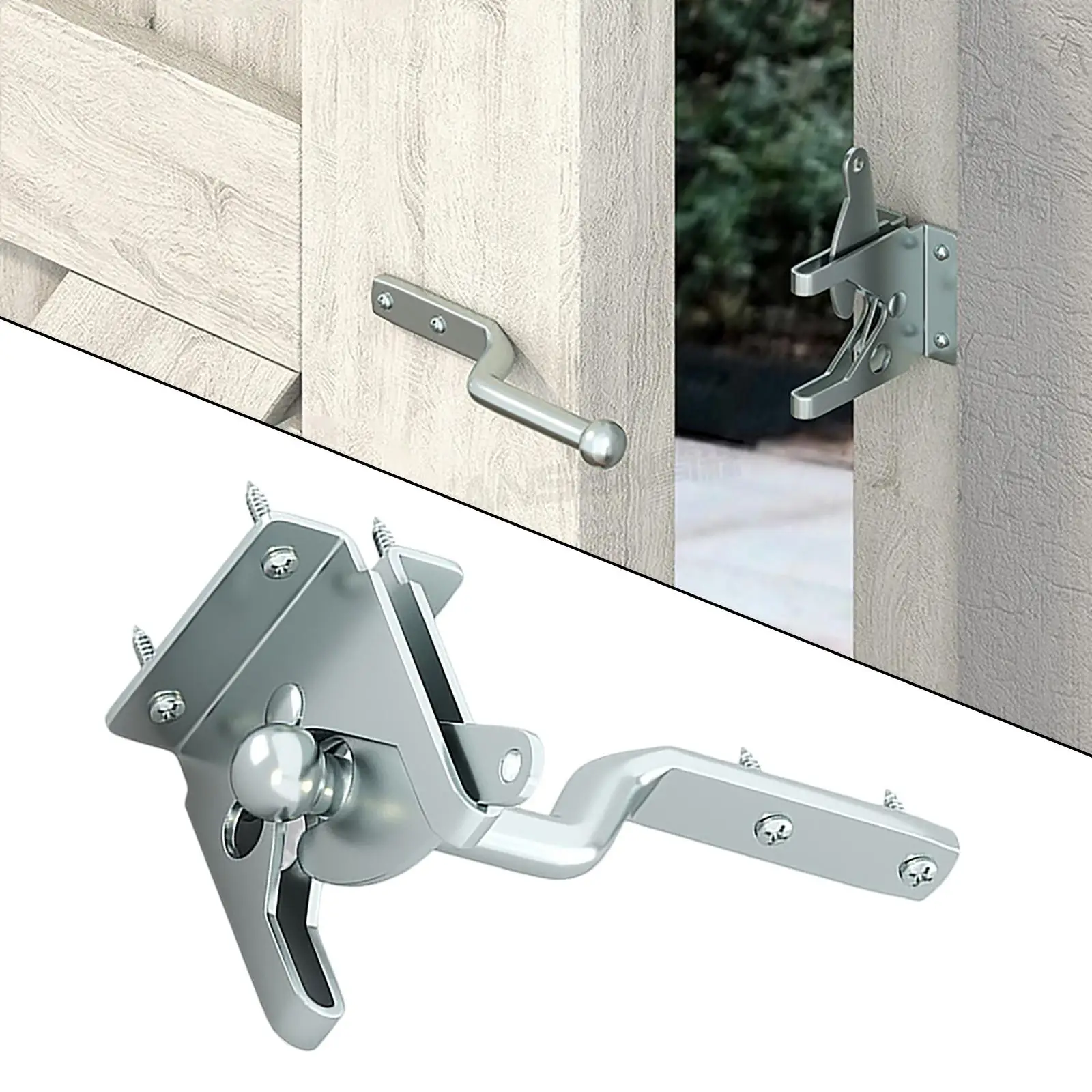 Gate Latch Simple Install Door Latch Self Locking Fence Lock for Outdoor Wooden
