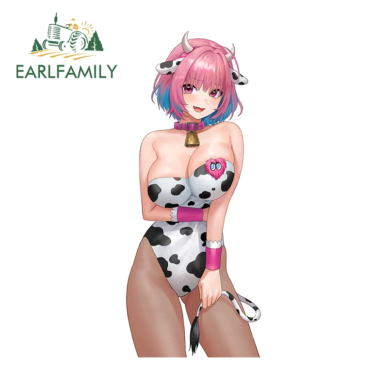 

EARLFAMILY 13cm x 5.4cm Chest Waifu Anime Girl Car Stickers Refrigerator Sexy Decals Waterproof NSFW Hentai Auto Decoration