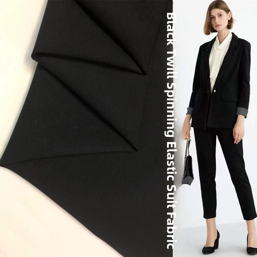 

Black 95 Wool Elastic Cashmere Fabric Tailoring Casual Pants Clothing Material Fine Spinning Suiting Fabric for DIY Handcraft