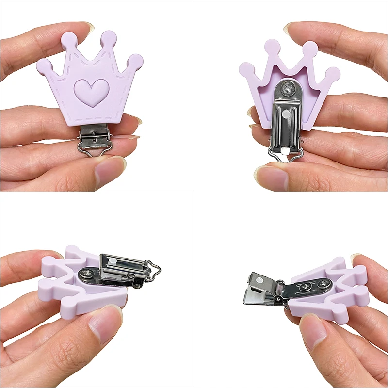 3pcs Silicone Crown Pacifier Clip Pacifier Chain Holder Soother Nursing Clips BPA Free Pacifier Chain Accessories