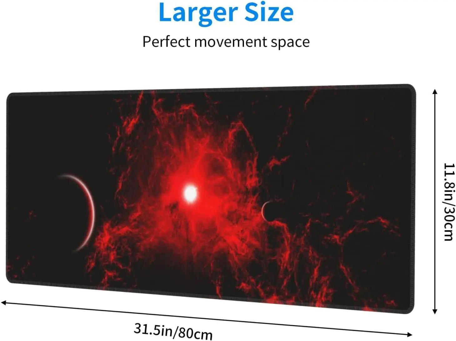 Red and Black Space Gaming Mouse Pad Large Funny Long Galaxy Desk Mats XXL on Top of Desks for Mouse 31.5 X 11.8 inch