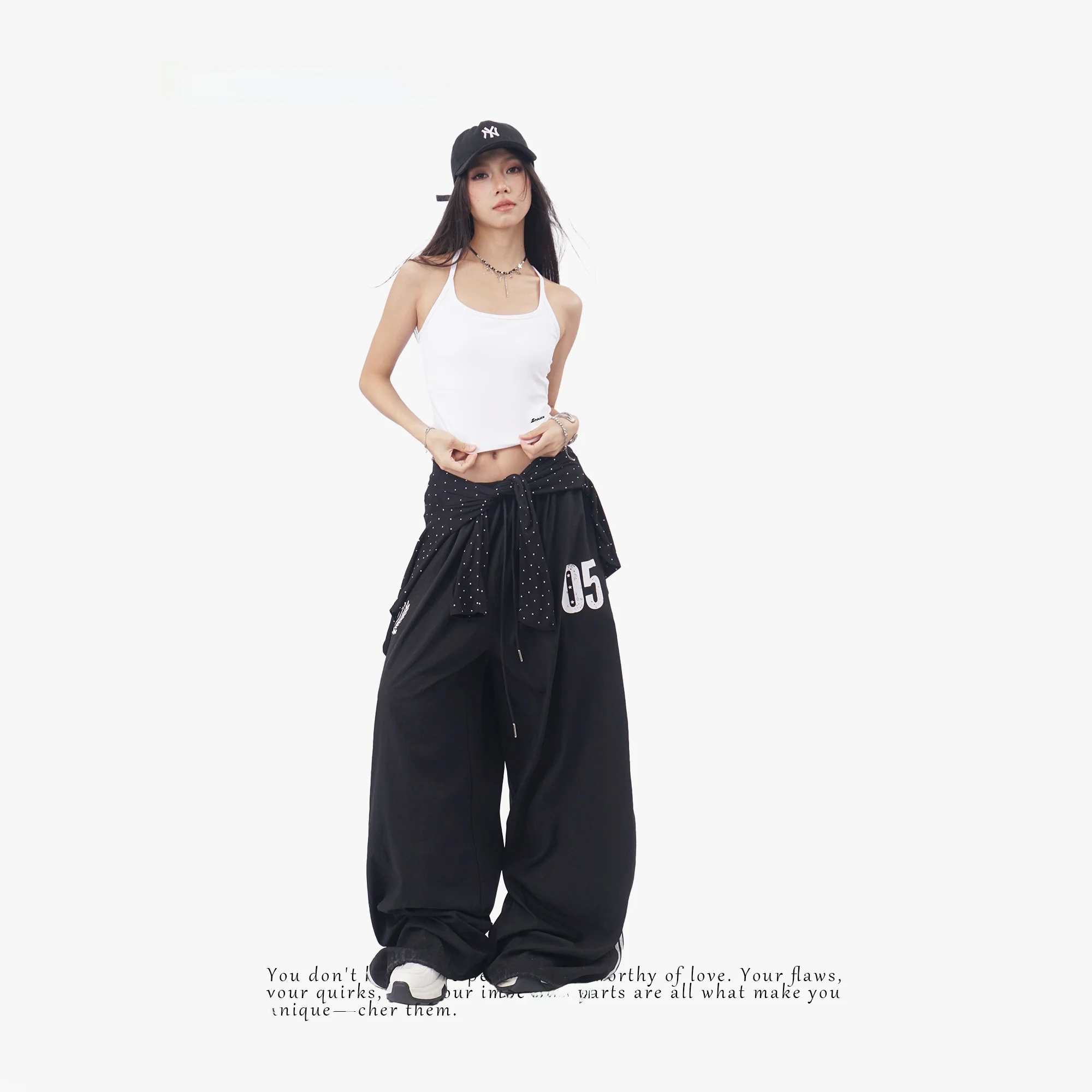Oldwater Street Style Hip Hop Long Sleeve Women's Jazz American Hot Girl Waist T-Shirt Cotton High Waist Binding Design Short...