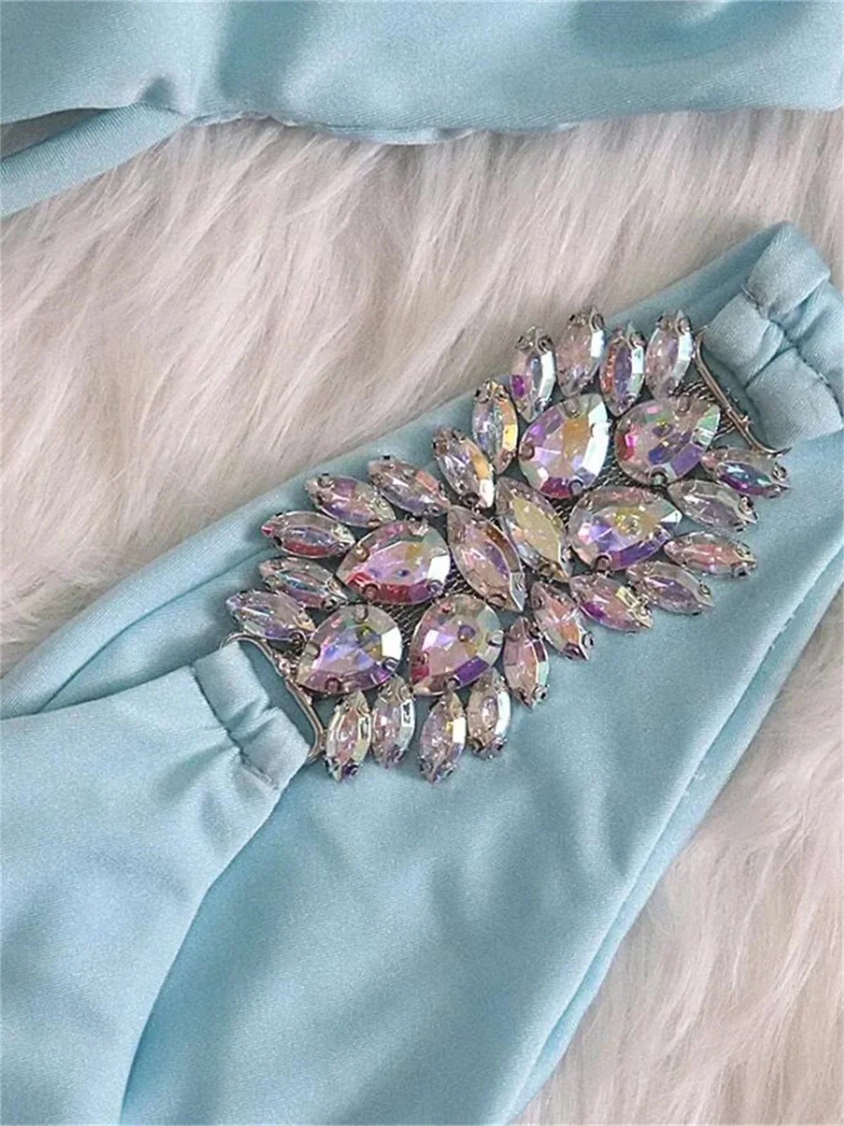 Sexy bikini met één schouder, luxe glanzende blauwe diamant uitgesneden push-up badpak, kristal badpak, Braziliaanse string badmode 2025