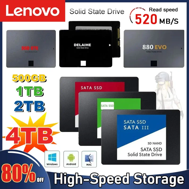 

Lenovo 4TB SSD External Hard Disk For Internal Hard Drive Sata3 Interface Portable High Speed Solid State Drive For Laptop