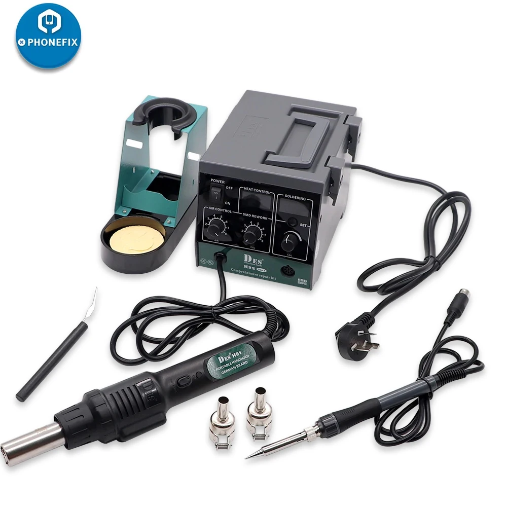 

DES H92 2 IN 1 Precision Soldering Station BGA Rework Station Solder Iron Repair Tool for Mobile Phone PCB Welding Tools