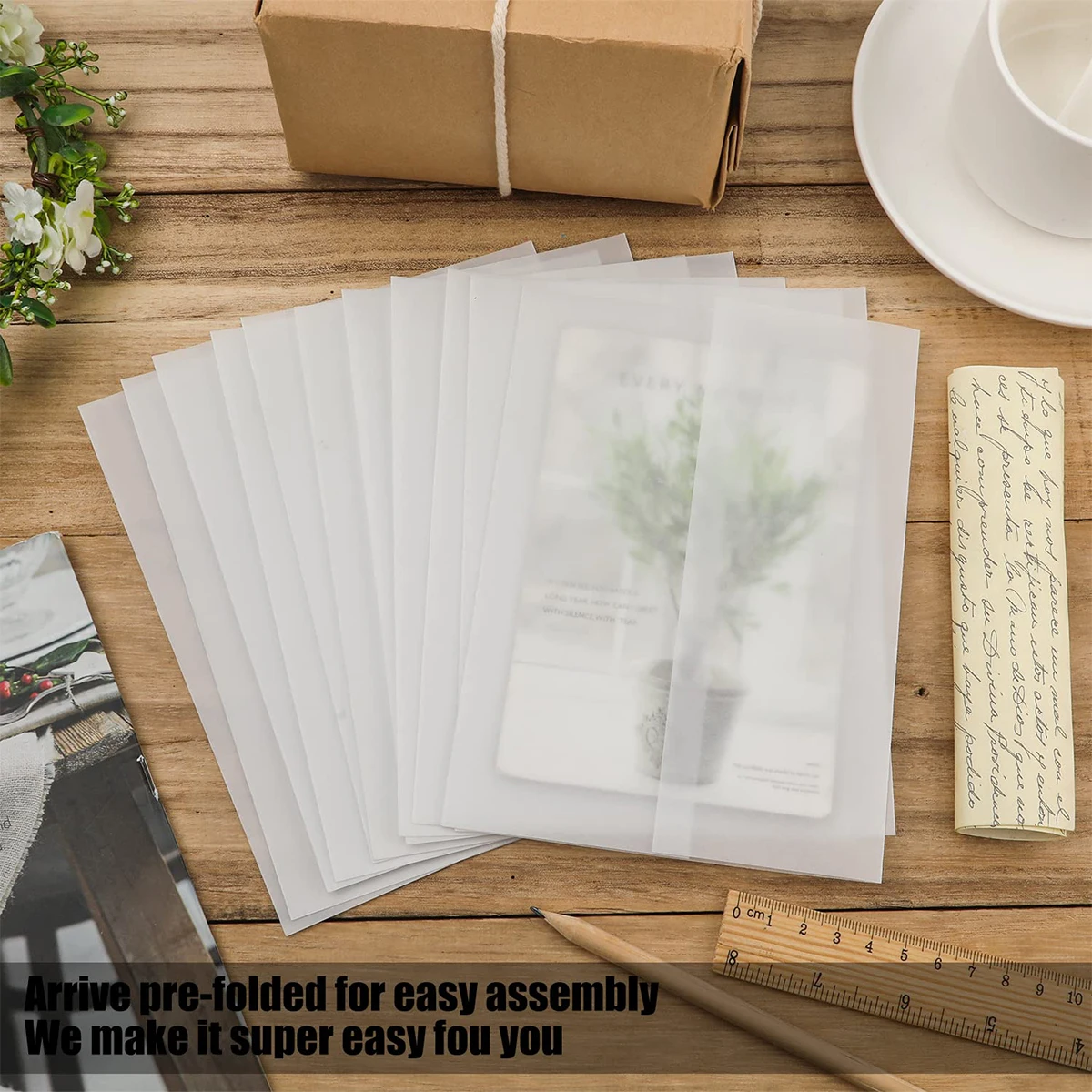 

Предварительно сложенные пергаментные куртки для приглашений, пергаментные бумажные куртки 5x7 для свадебных приглашений, полупрозрачные пергаментные куртки с запахом