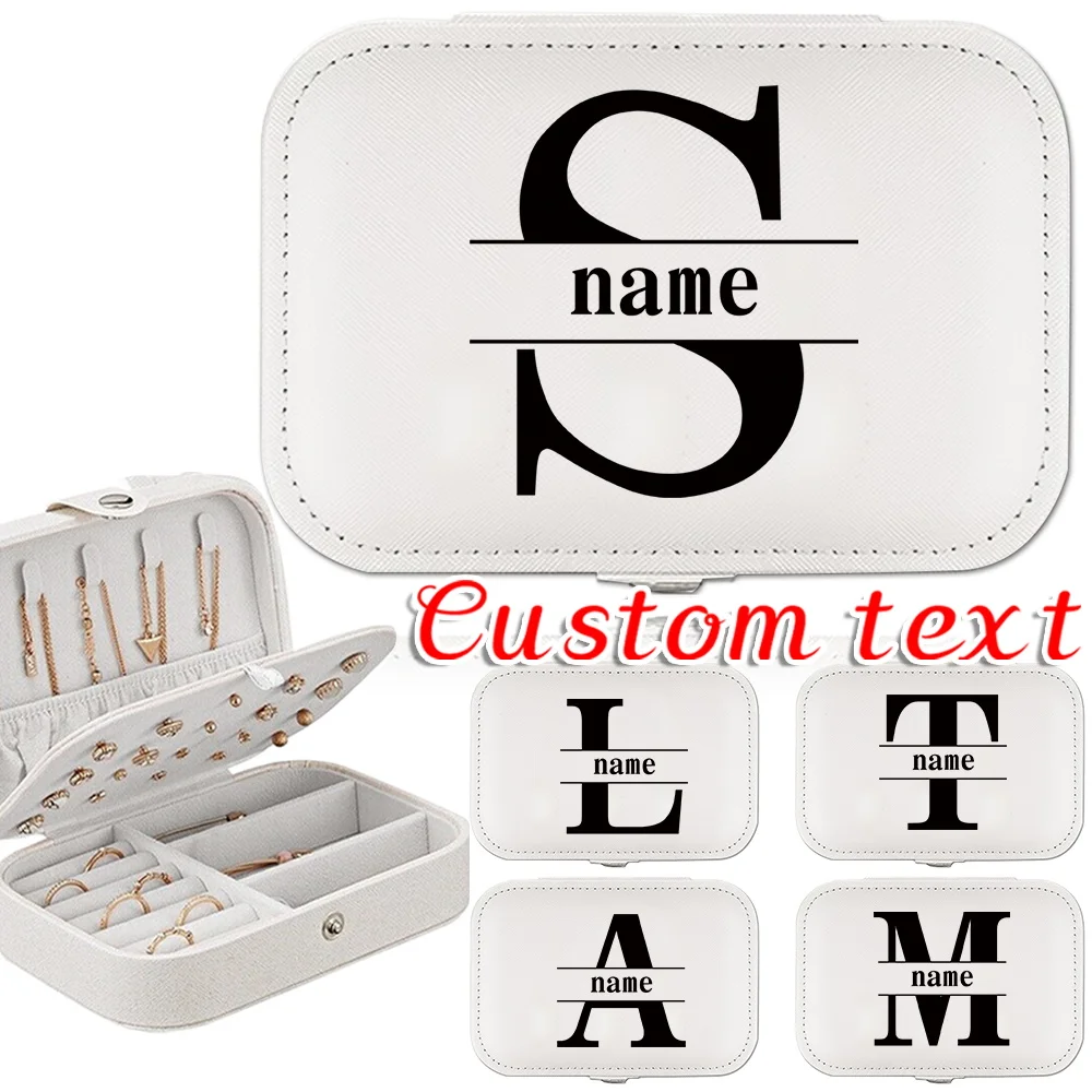 

Персонализированное индивидуальное имя, большая вместительная шкатулка для ювелирных изделий, портативный органайзер для ювелирных изделий, серьг, дисплей, женская косметичка
