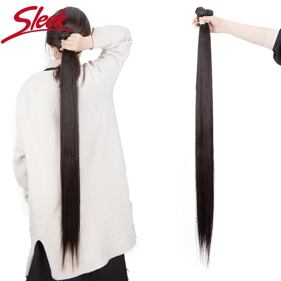 Sleek 38 Inch Straight Hair Bundles For Women X Real Hair Extensions 32 Inch Long Straight Hair Bundles Single Bundles Synthetic