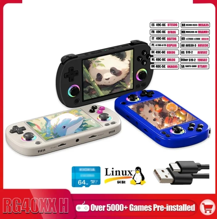 ANBERNIC RG40XX H Handheld Game Console 4.0-in 640*480 IPS Screen 3200mAh 64 Bit System With RGB Light Built in 5K+Games RG40XXH